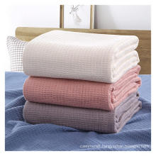 100% Cotton Breathable waffle sofa throw knit blanket